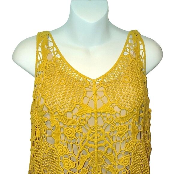 F21 Yellow Crochet Lace Tunic Tank - Medium - Picture 7 of 7